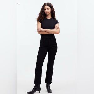 Madewell Mid-Rise Kick Out Crop Jeans in Black | Size 29 Petite | Excellent